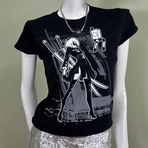 Deadstock Anime Graphic Nier Automata Gaming Baby Tee Black Shirt — Black / Size